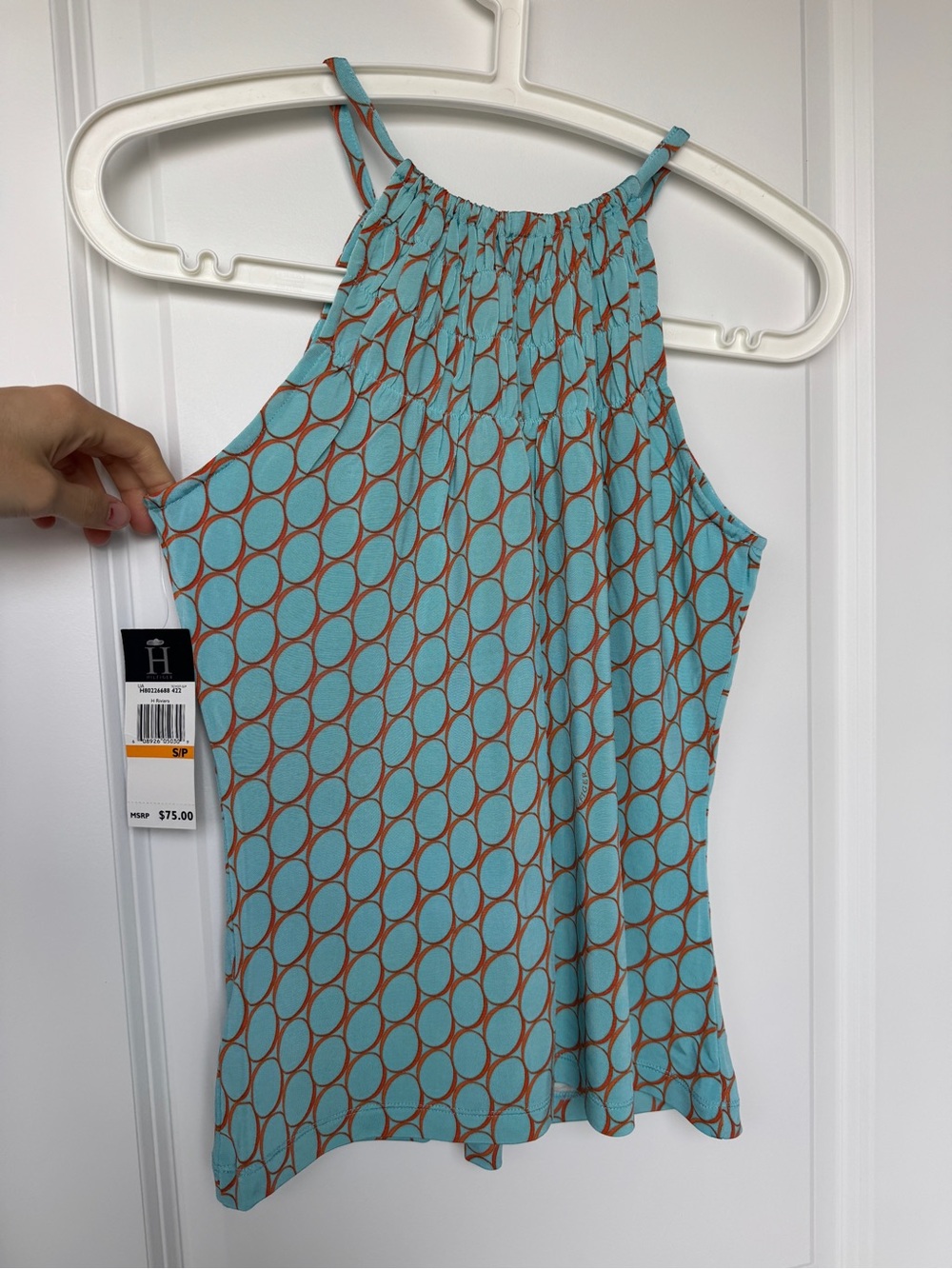Y2K Sleeveless Smocked Halter Teal Tank